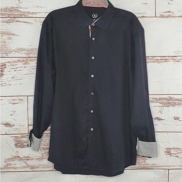 Bugatchi Uomo Black Textured Button Up Shirt XL - Picture 1 of 12